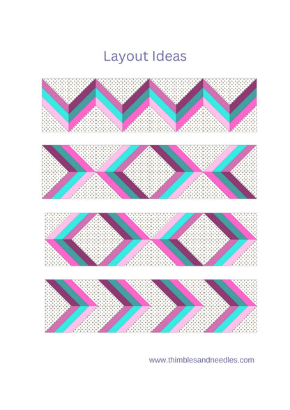 Quilt border Chevron FPP Foundation Paper Piecing block pattern Digital Download
