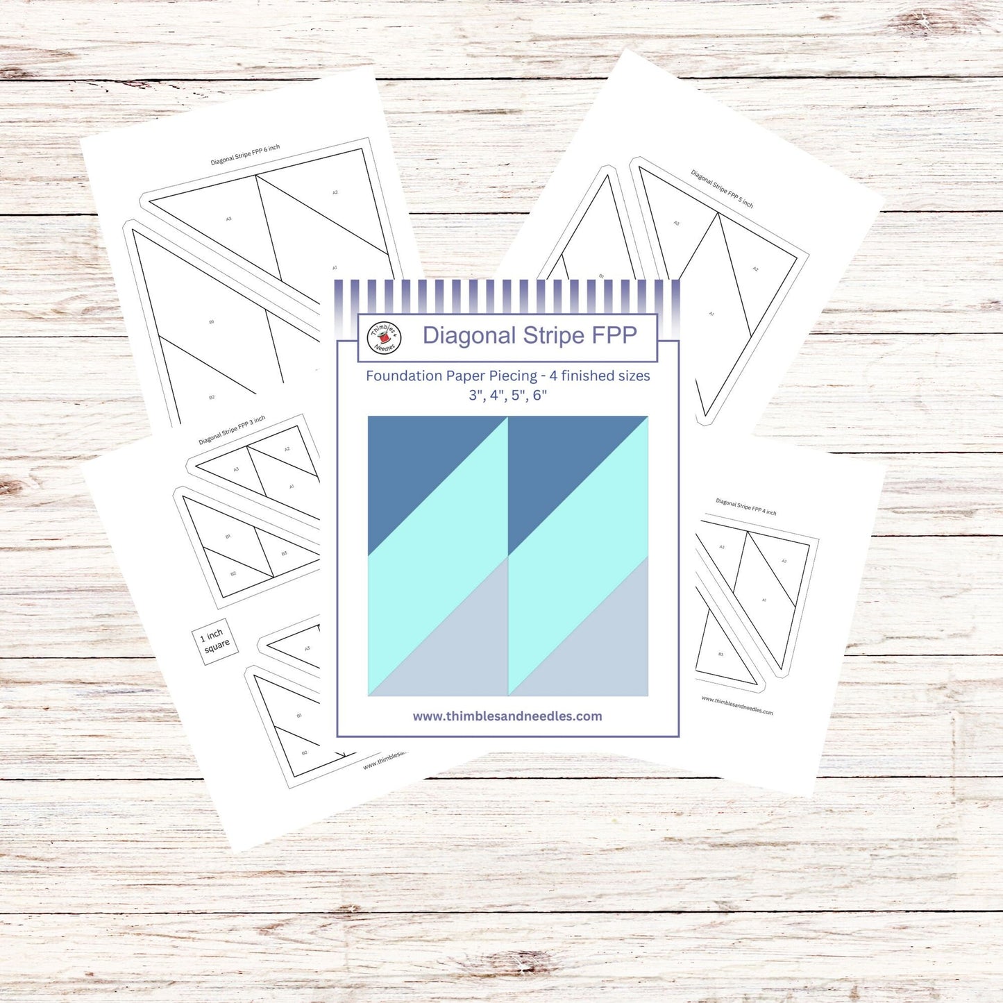 Quilt Border Diagonal Stripe FPP Foundation Paper Piecing block pattern Digital Download
