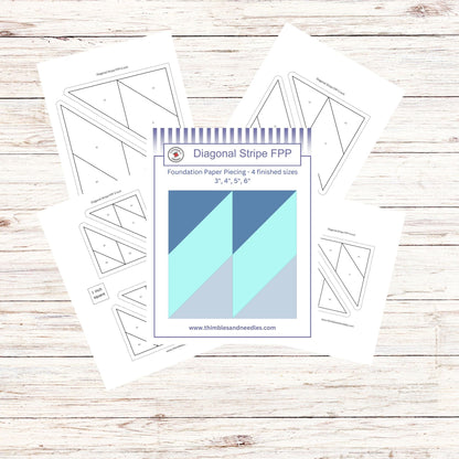 Quilt Border Diagonal Stripe FPP Foundation Paper Piecing block pattern Digital Download