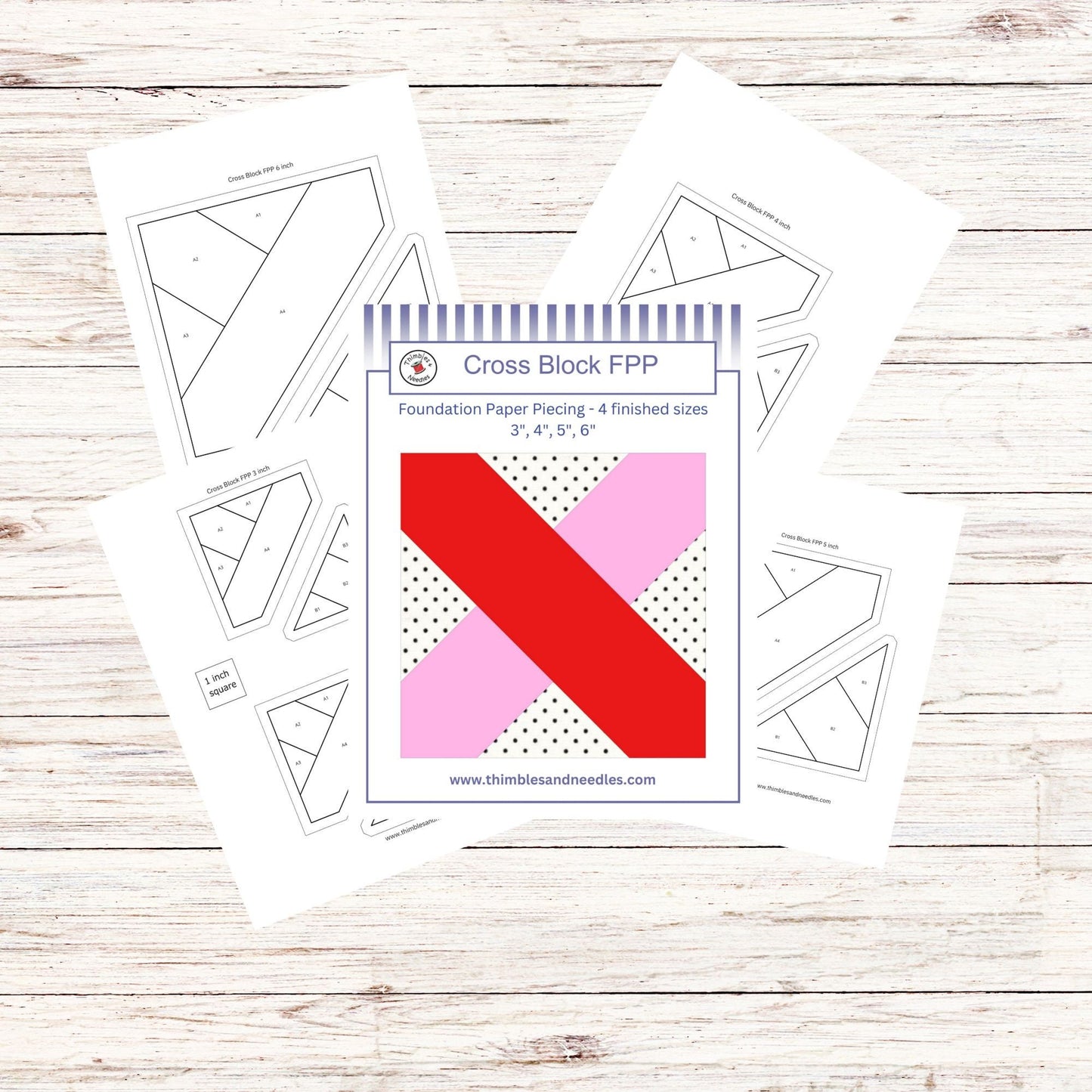 Quilt Border Cross Block FPP Foundation Paper Piecing block pattern Digital Download