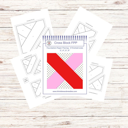 Quilt Border Cross Block FPP Foundation Paper Piecing block pattern Digital Download