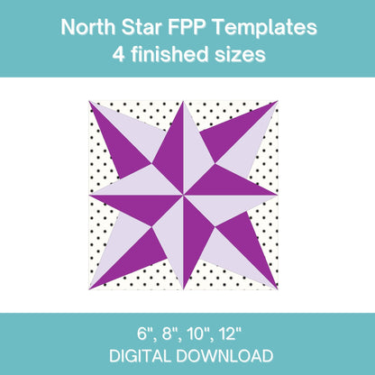 North Star FPP Foundation Paper Piecing quilt block pattern Digital Download