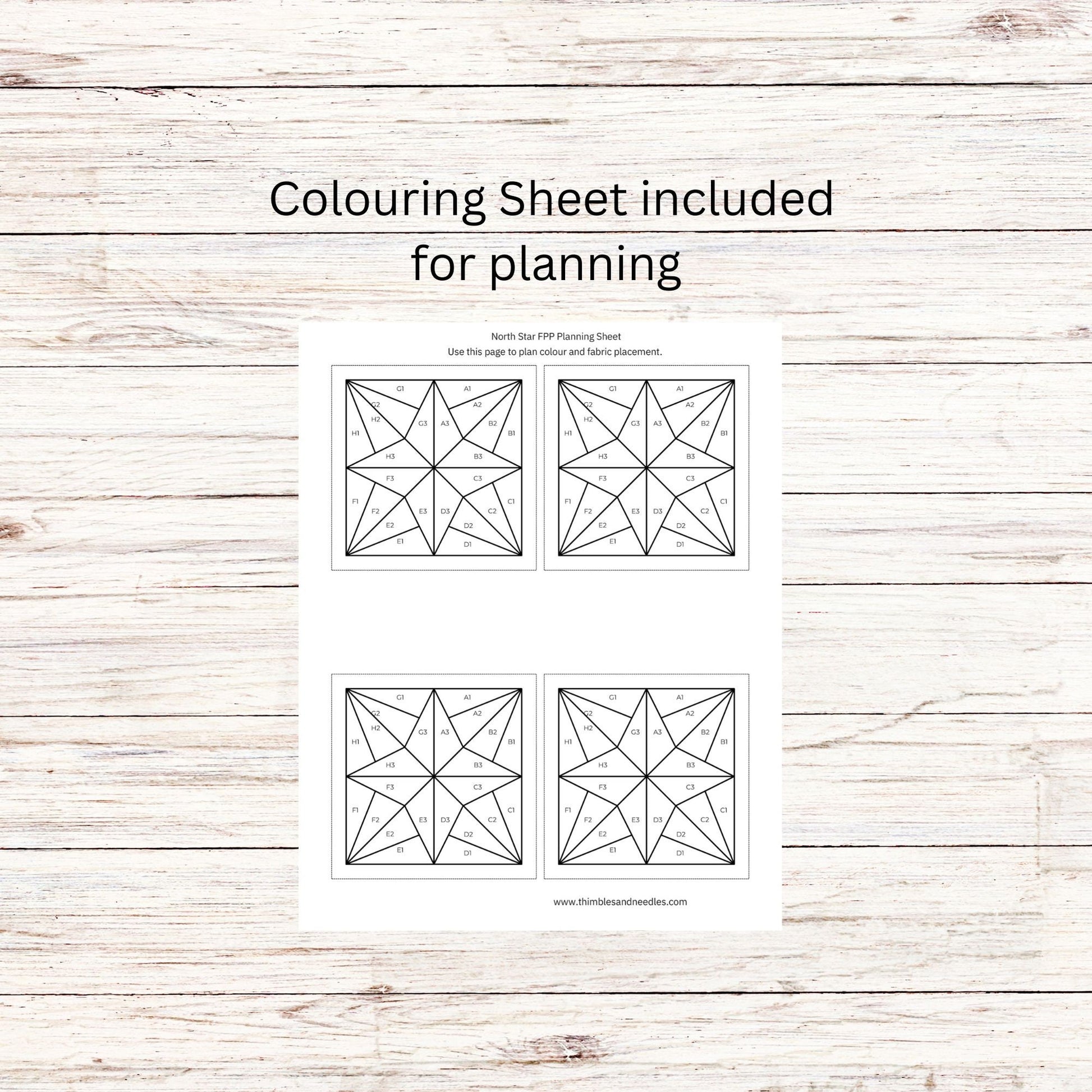 North Star FPP Foundation Paper Piecing quilt block pattern Digital Download