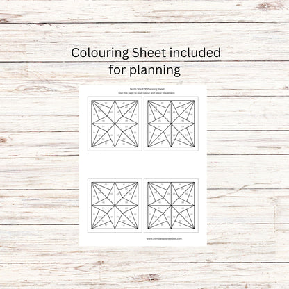North Star FPP Foundation Paper Piecing quilt block pattern Digital Download