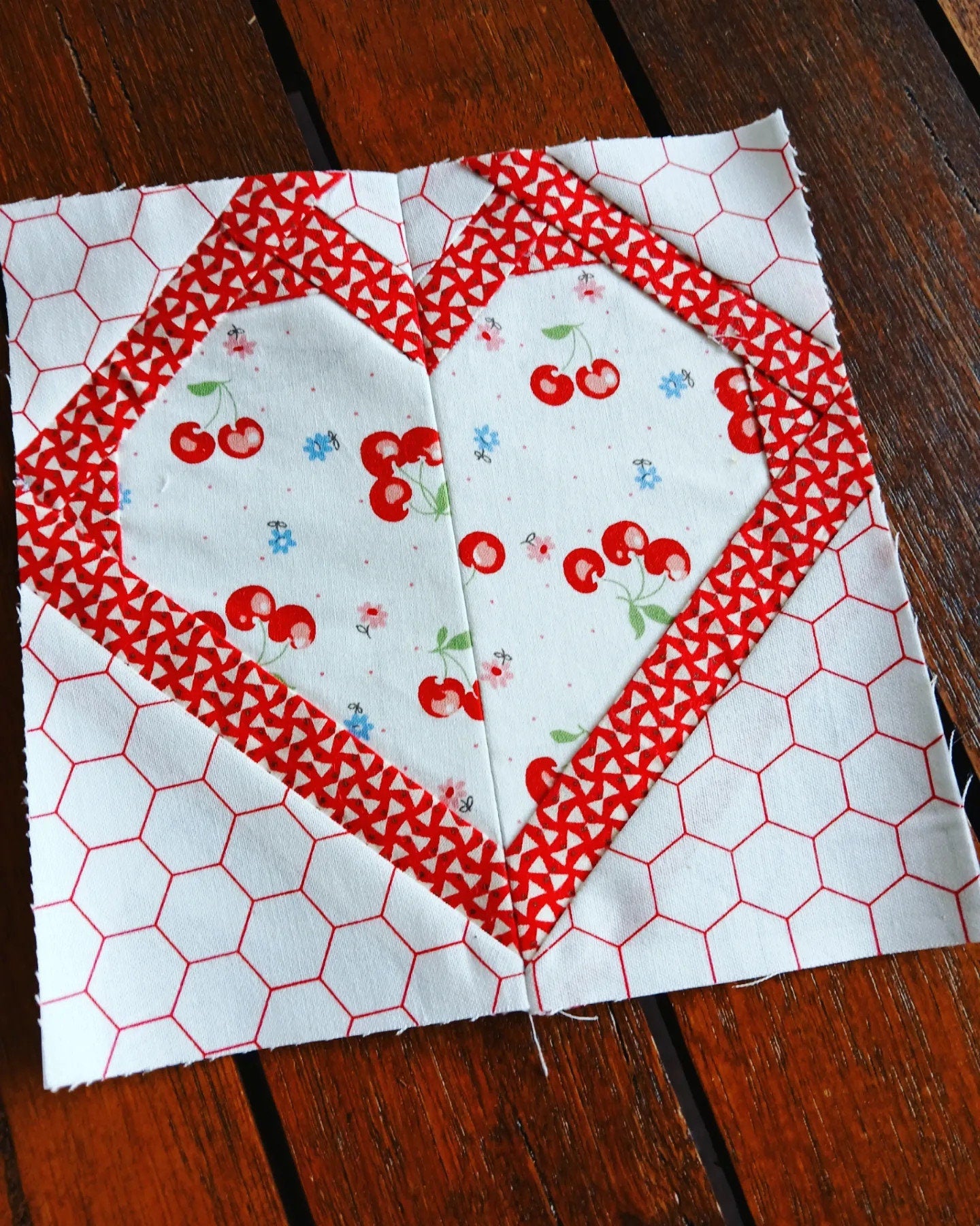 Heart Outline FPP Foundation Paper Piecing quilt block pattern Digital Download
