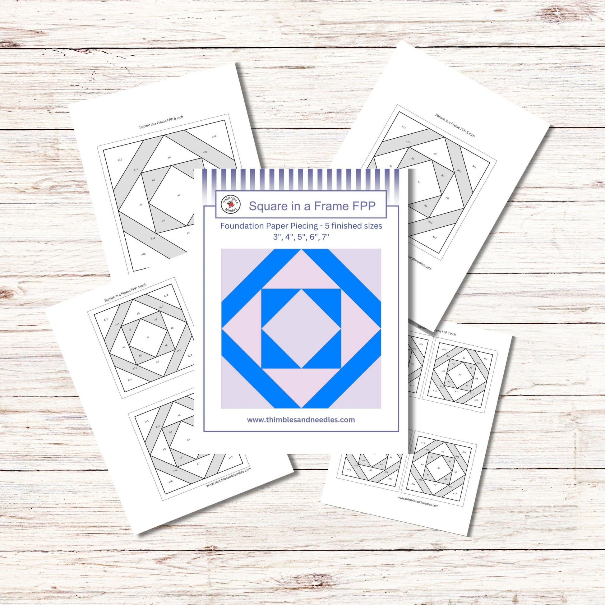 Square in a Frame FPP Foundation Paper Piecing quilt block pattern Digital Download