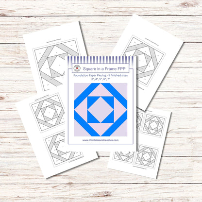 Square in a Frame FPP Foundation Paper Piecing quilt block pattern Digital Download