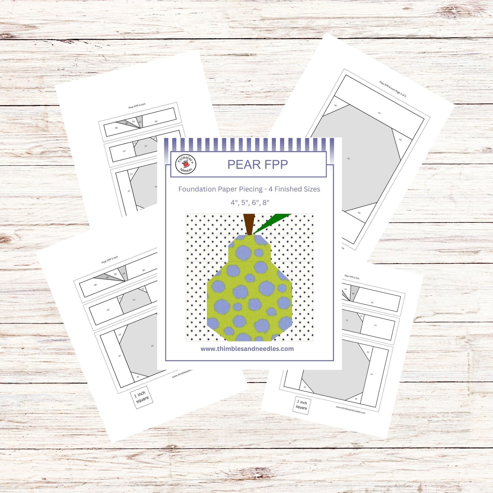Pear FPP Foundation Paper Piecing quilt block pattern Digital Download