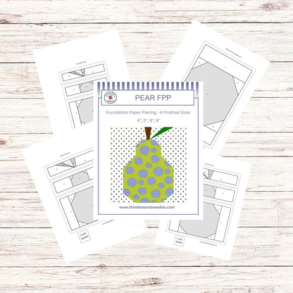 Pear FPP Foundation Paper Piecing quilt block pattern Digital Download
