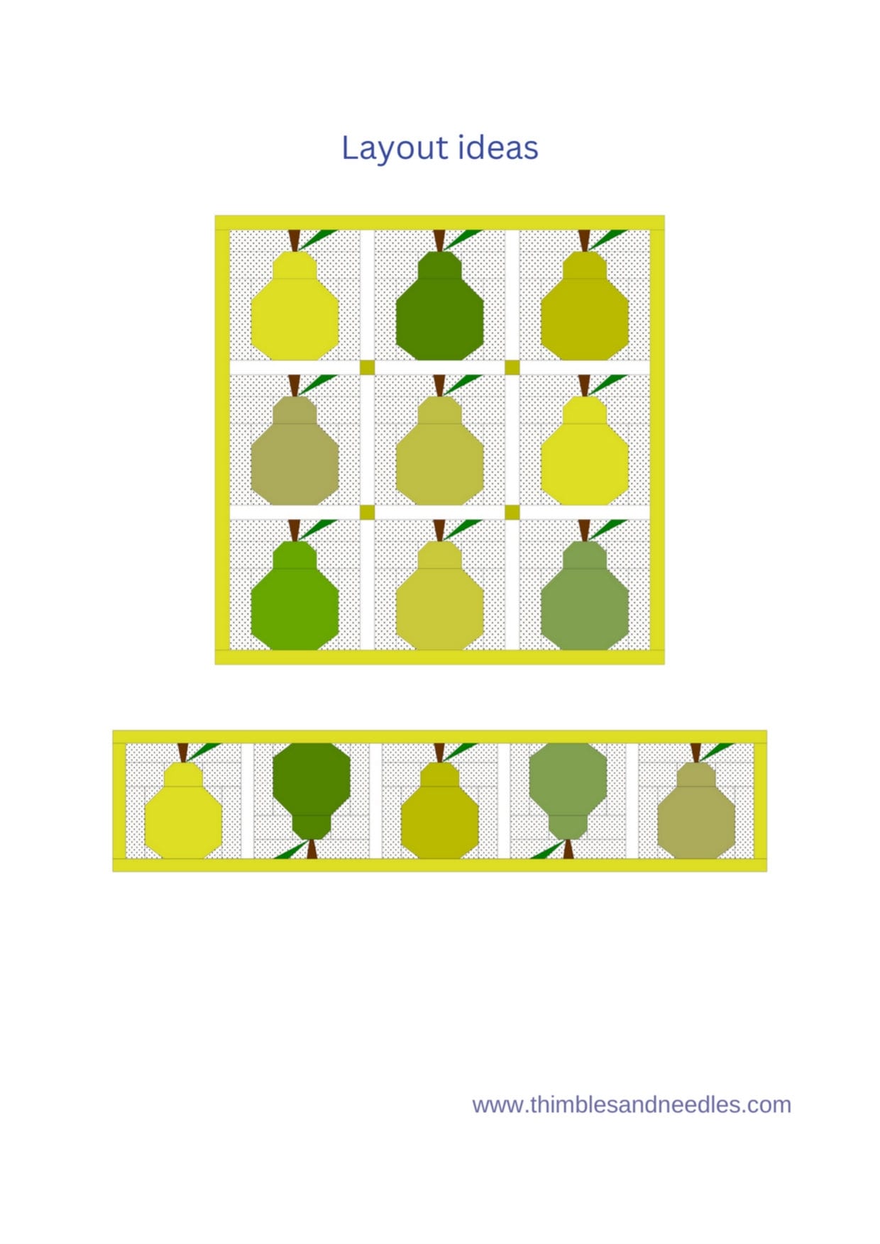 Pear FPP Foundation Paper Piecing quilt block pattern Digital Download