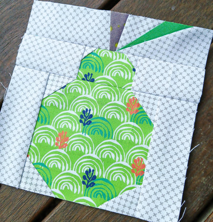 Pear FPP Foundation Paper Piecing quilt block pattern Digital Download