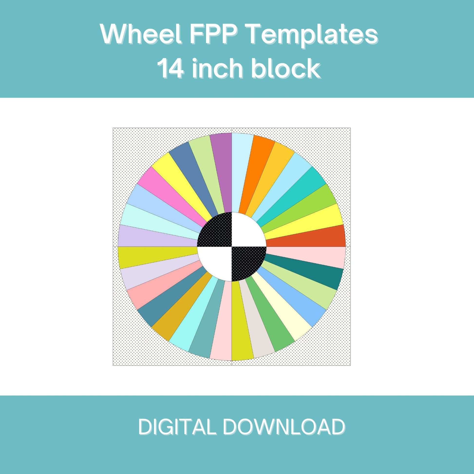 Wheel block FPP Foundation Paper Piecing quilt block pattern 14 inch Digital Download