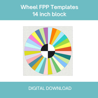 Wheel block FPP Foundation Paper Piecing quilt block pattern 14 inch Digital Download