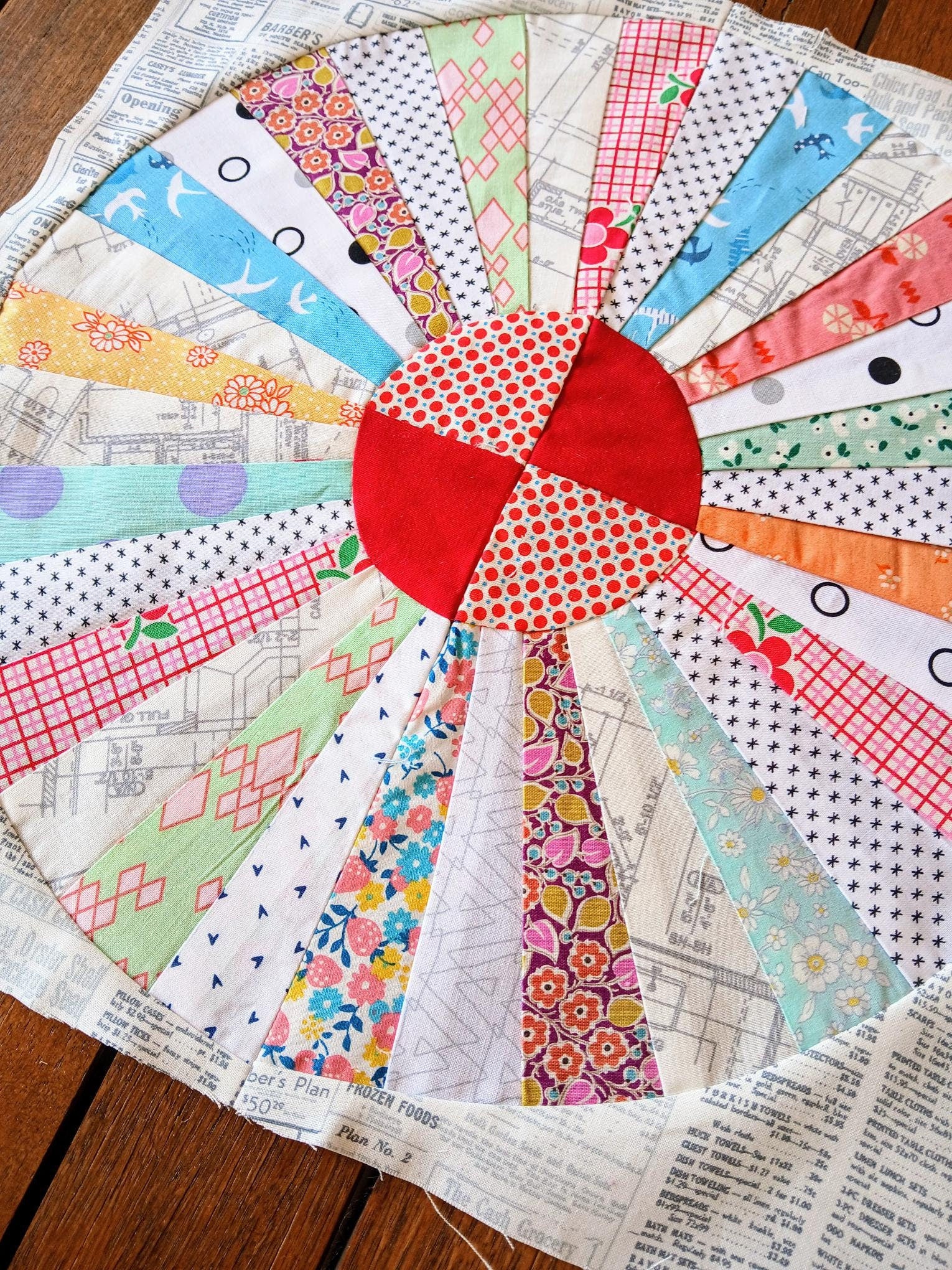 Wheel block FPP Foundation Paper Piecing quilt block pattern 14 inch Digital Download
