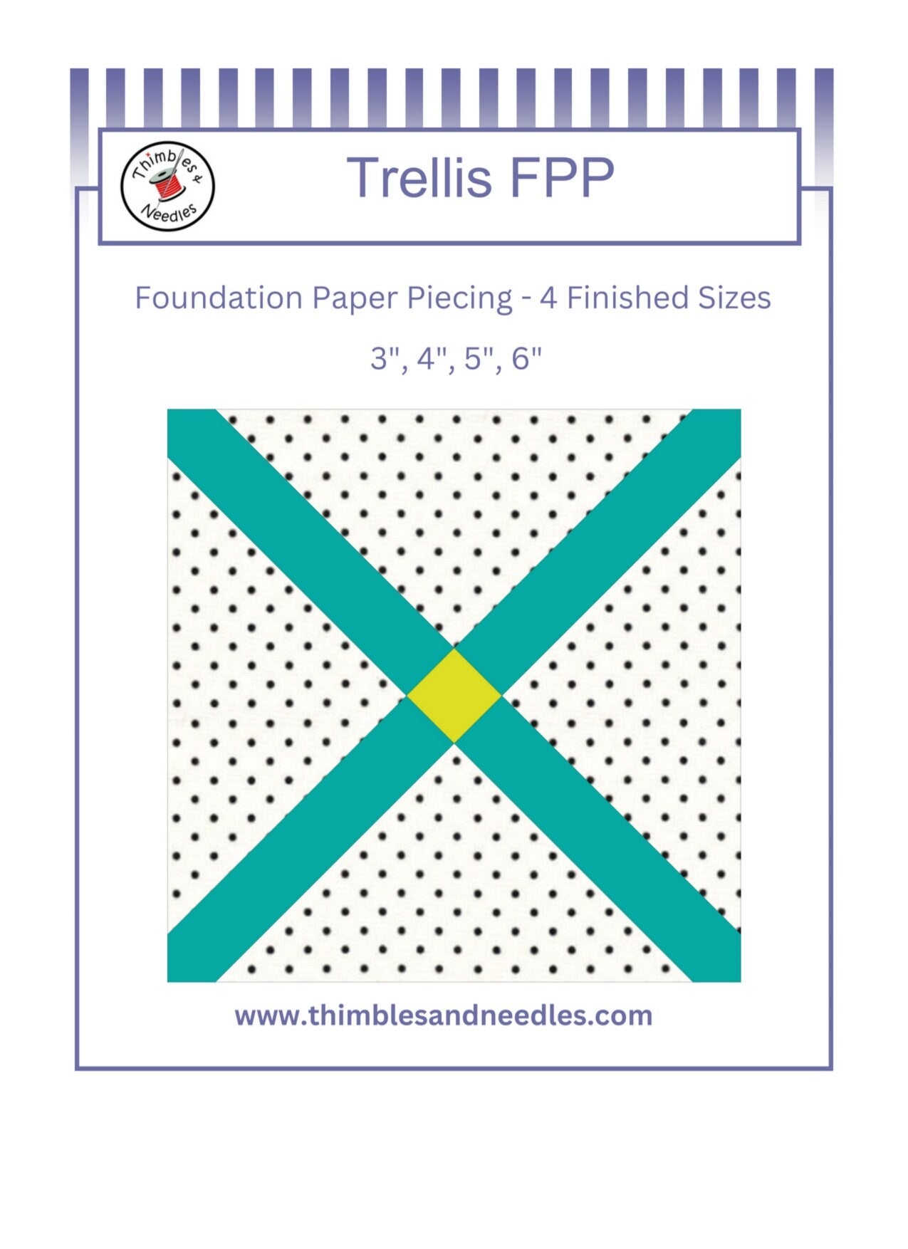 Trellis FPP Foundation Paper Piecing quilt block pattern Digital Download