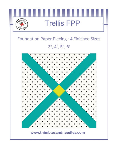 Trellis FPP Foundation Paper Piecing quilt block pattern Digital Download