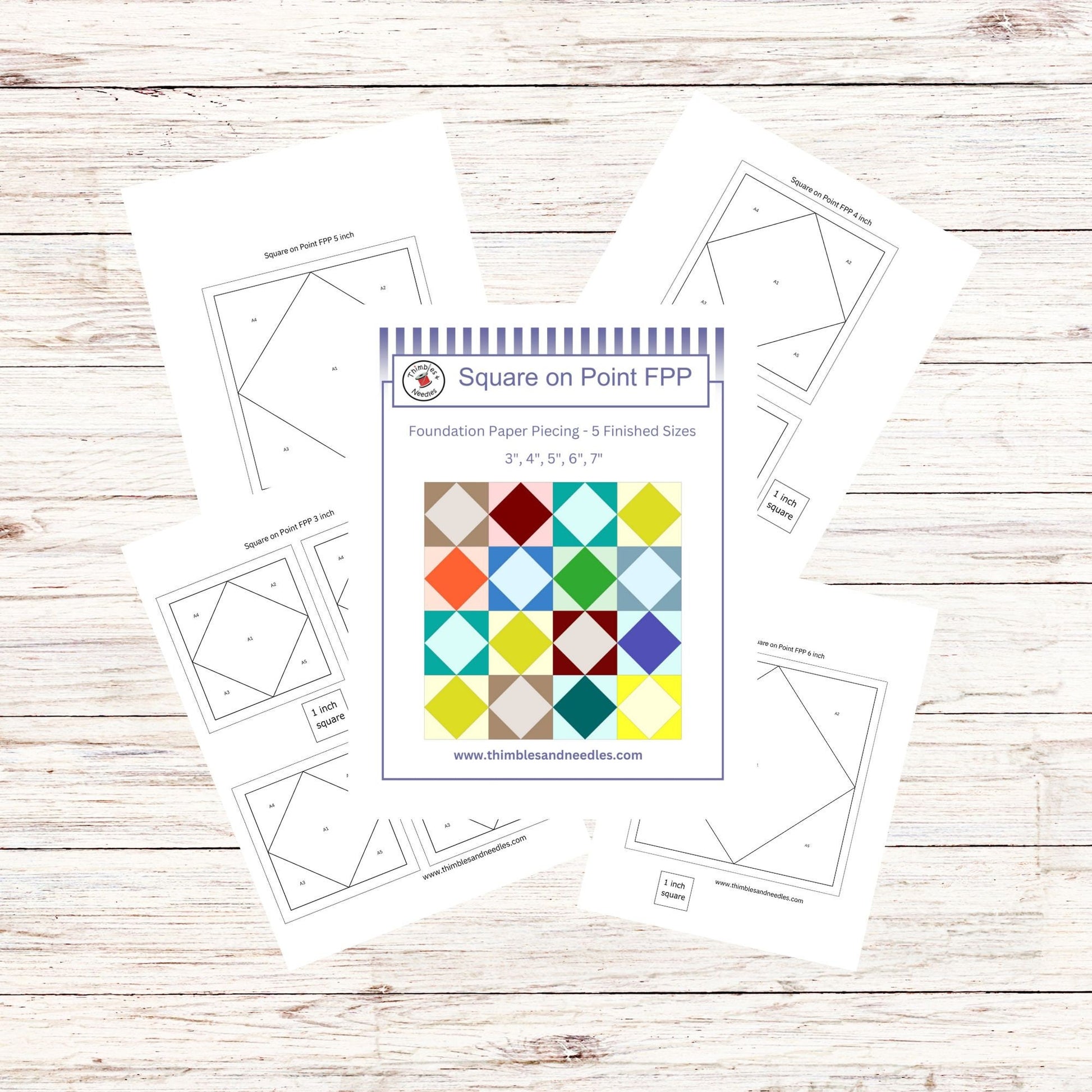 Square on Point FPP Foundation Paper Piecing quilt block pattern Digital Download
