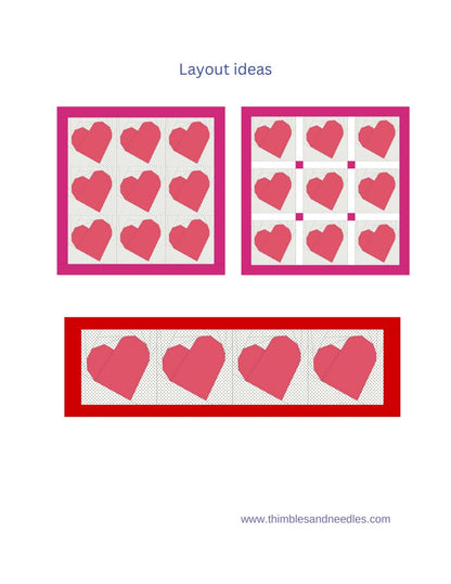 Heart FPP Foundation Paper Piecing quilt block pattern Digital Download