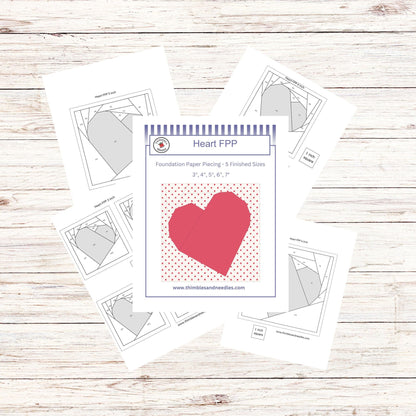 Heart FPP Foundation Paper Piecing quilt block pattern Digital Download