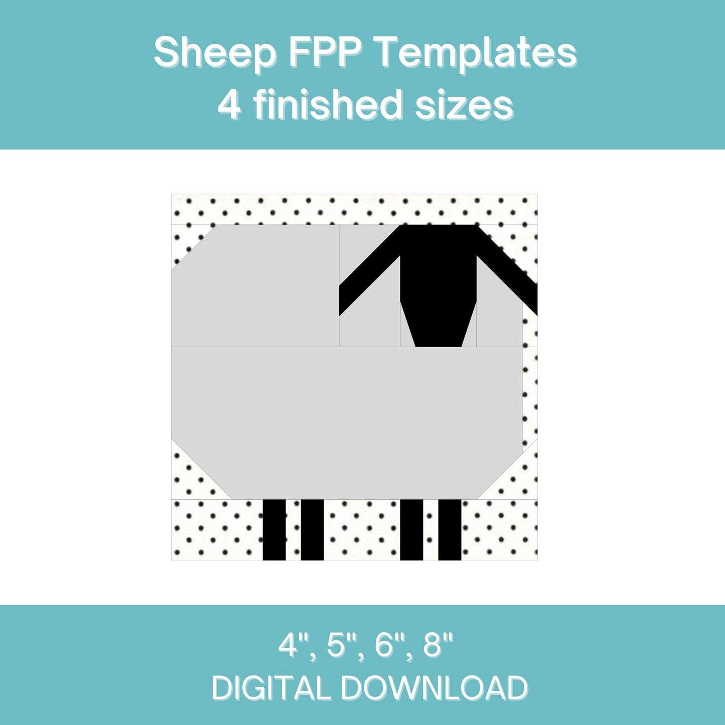 Sheep FPP Foundation Paper Piecing quilt block pattern Digital Download