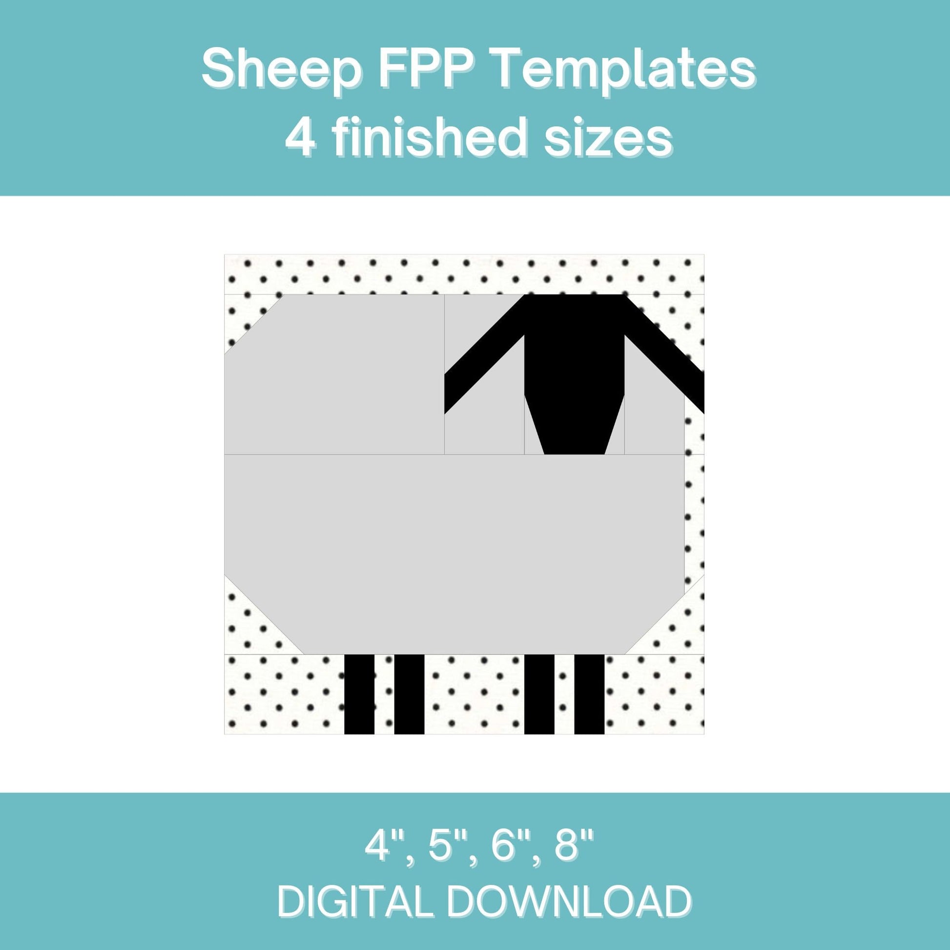 Sheep FPP Foundation Paper Piecing quilt block pattern Digital Download