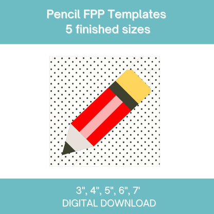 Pencil FPP Foundation Paper Piecing quilt block pattern Digital Download