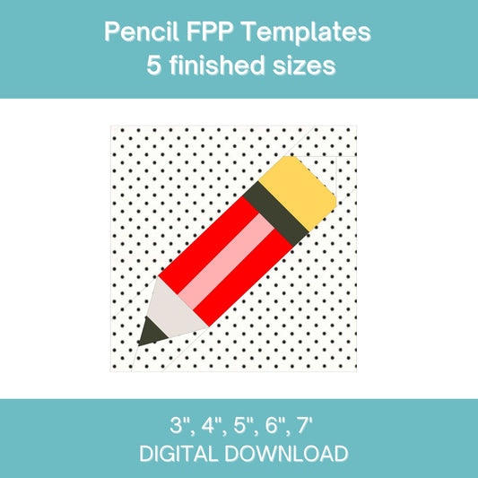 Pencil FPP Foundation Paper Piecing quilt block pattern Digital Download