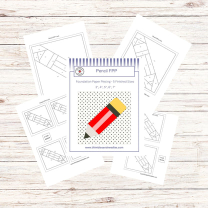 Pencil FPP Foundation Paper Piecing quilt block pattern Digital Download