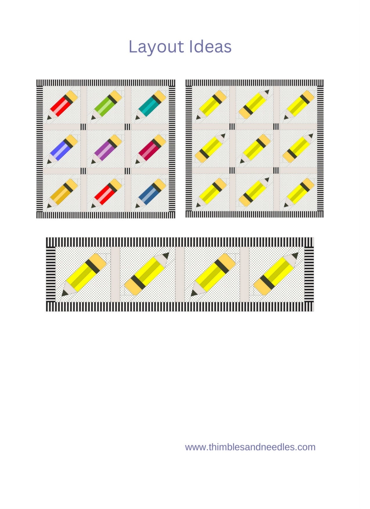 Pencil FPP Foundation Paper Piecing quilt block pattern Digital Download