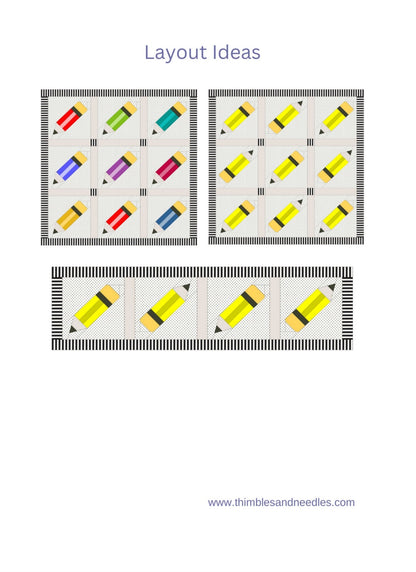 Pencil FPP Foundation Paper Piecing quilt block pattern Digital Download