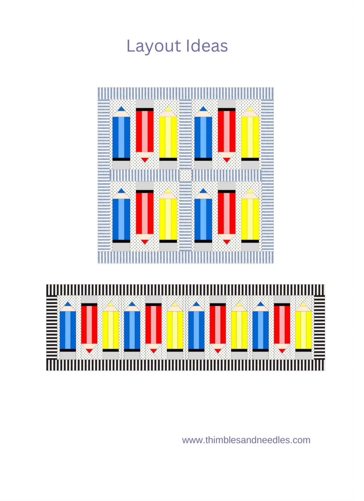 Pencil Pack FPP Foundation Paper Piecing quilt block pattern Digital Download