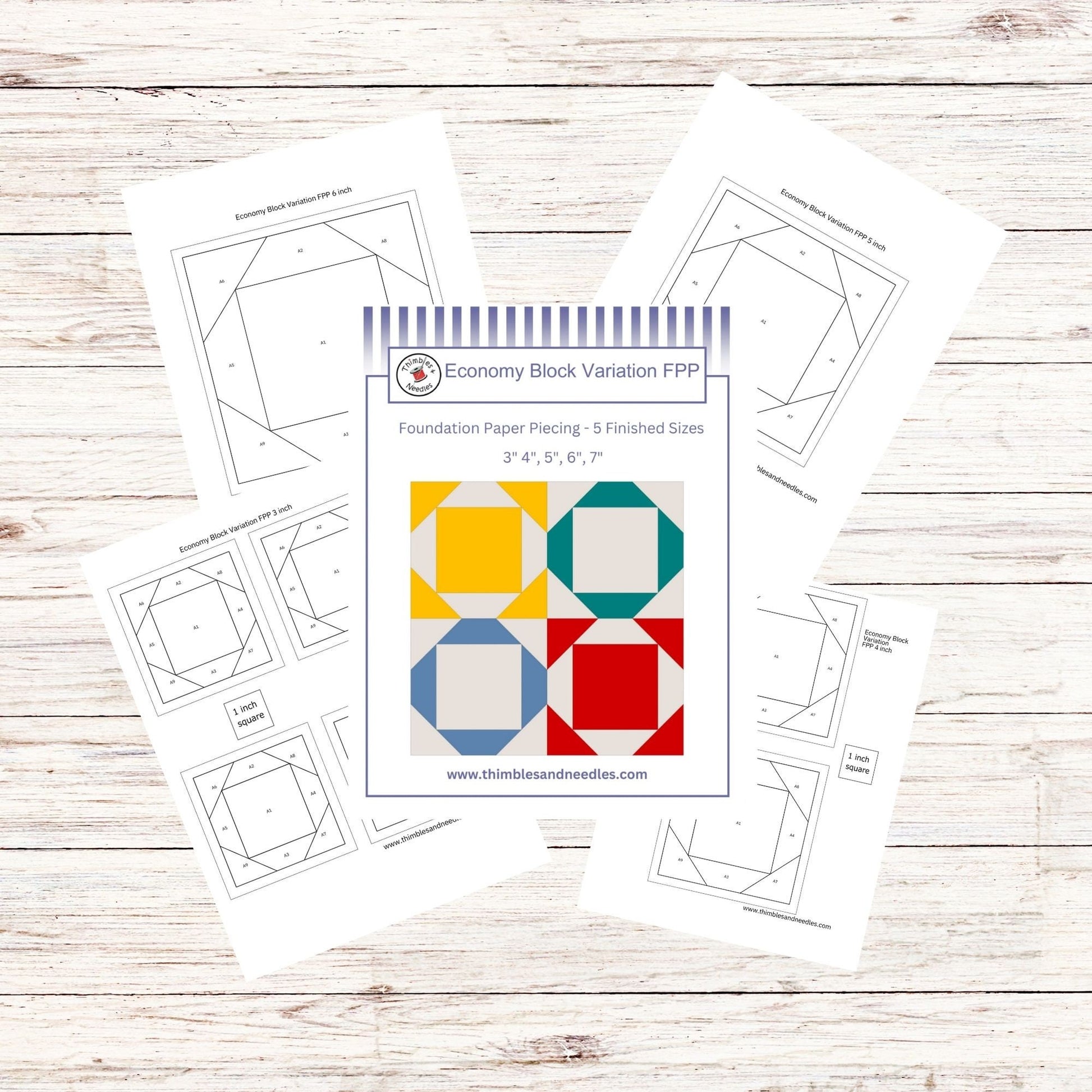 Economy Block Variation FPP Foundation Paper Piecing quilt block pattern Digital Download