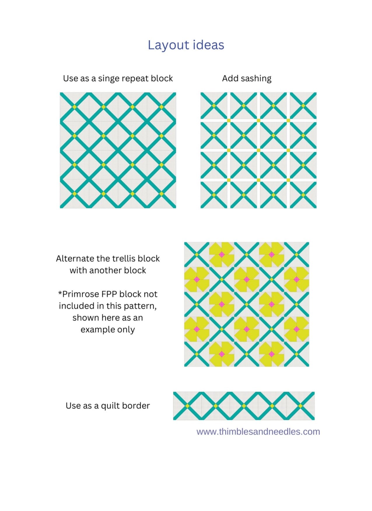 Trellis FPP Foundation Paper Piecing quilt block pattern Digital Download