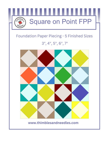 Square on Point FPP Foundation Paper Piecing quilt block pattern Digital Download