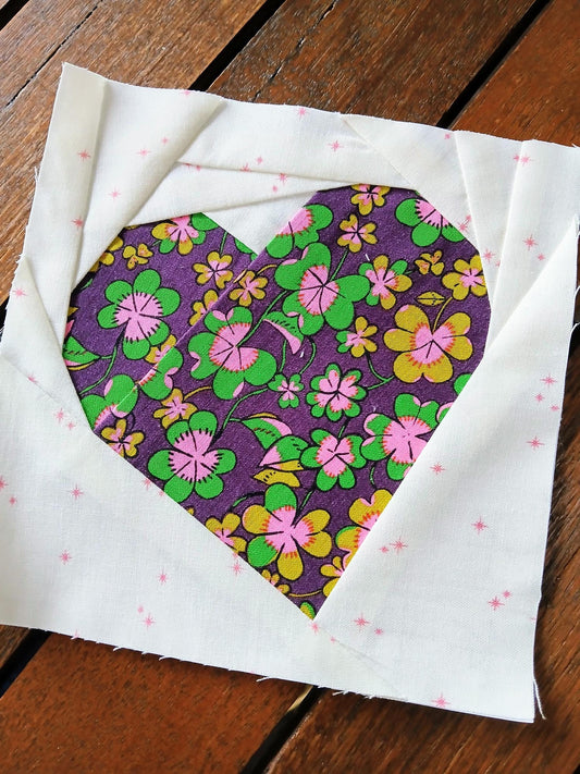 Heart FPP Foundation Paper Piecing quilt block pattern Digital Download