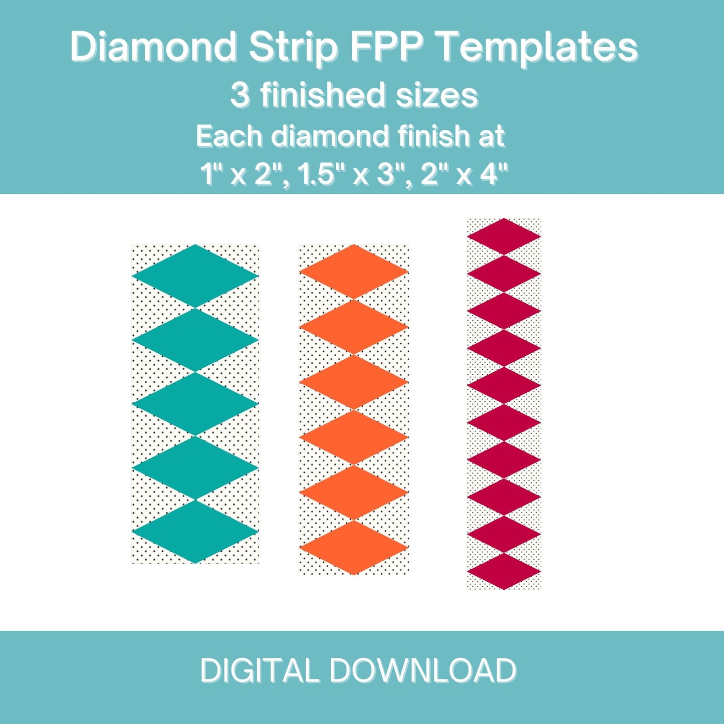 Diamond quilt Border FPP Foundation Paper Piecing quilt block pattern Digital Download