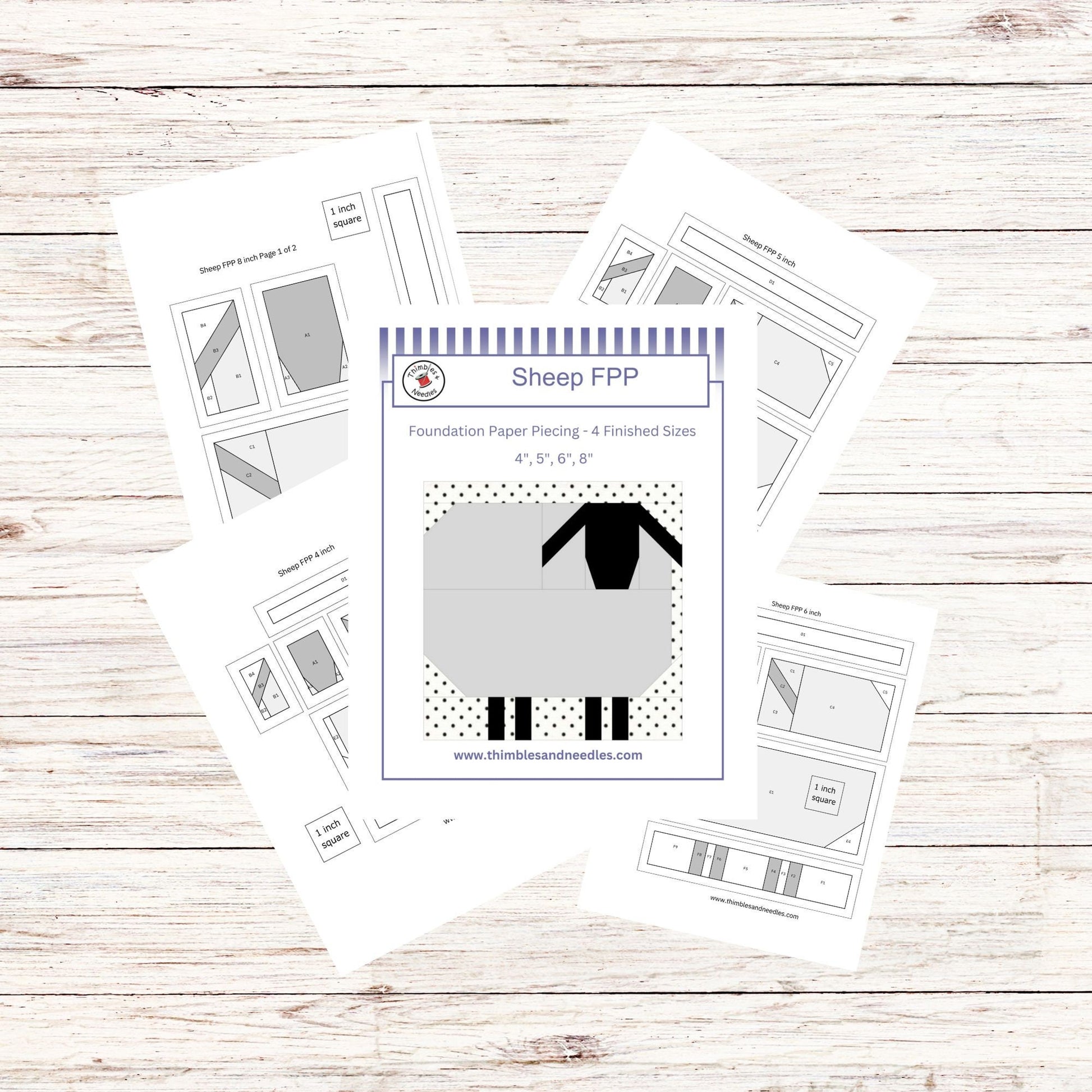 Sheep FPP Foundation Paper Piecing quilt block pattern Digital Download