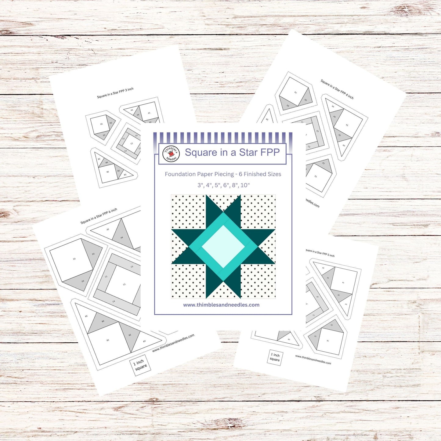 Square in a Star FPP Foundation Paper Piecing quilt block pattern Digital Download