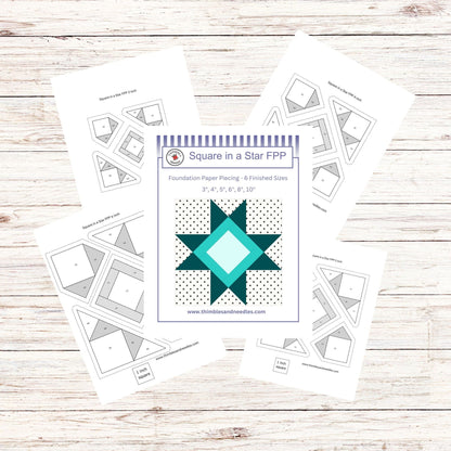 Square in a Star FPP Foundation Paper Piecing quilt block pattern Digital Download