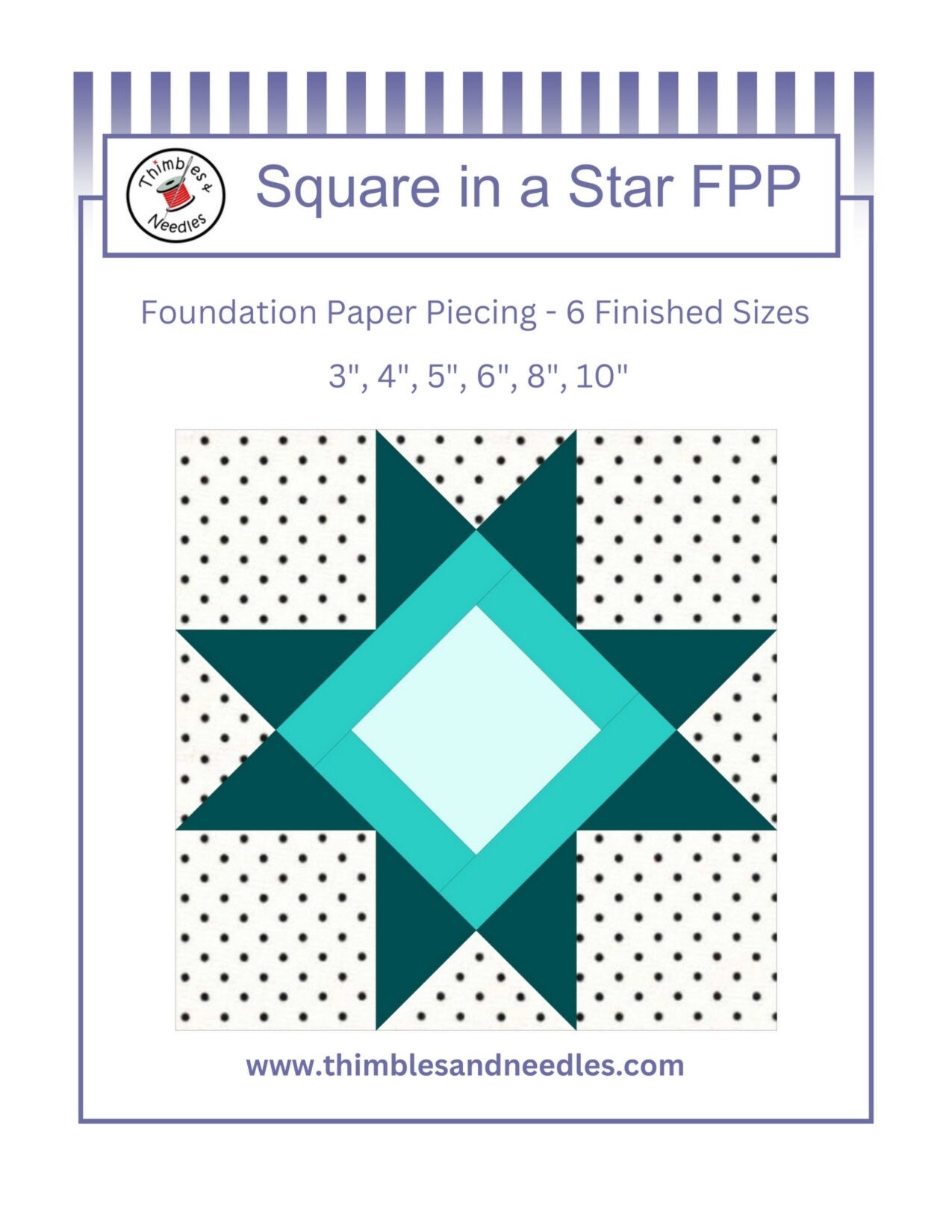 Square in a Star FPP Foundation Paper Piecing quilt block pattern Digital Download