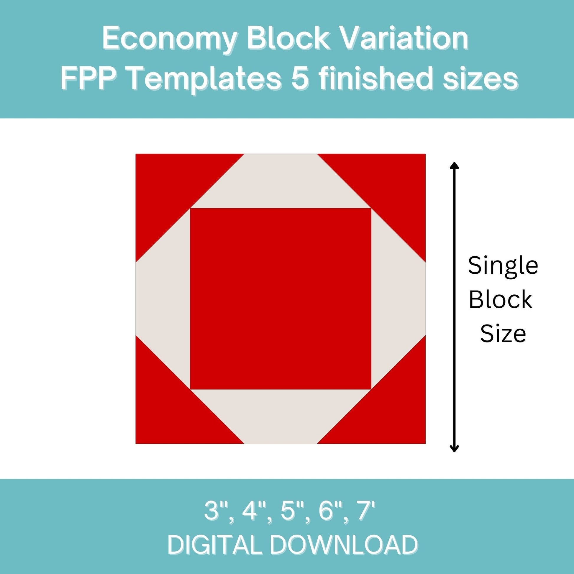 Economy Block Variation FPP Foundation Paper Piecing quilt block pattern Digital Download
