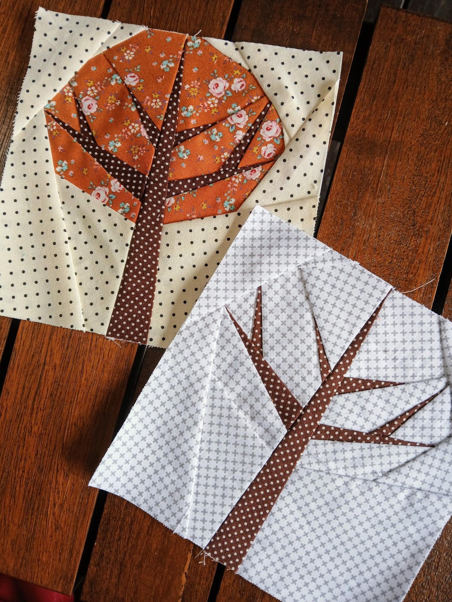 Four Seasons Tree FPP Foundation Paper Piecing quilt block pattern Digital Download