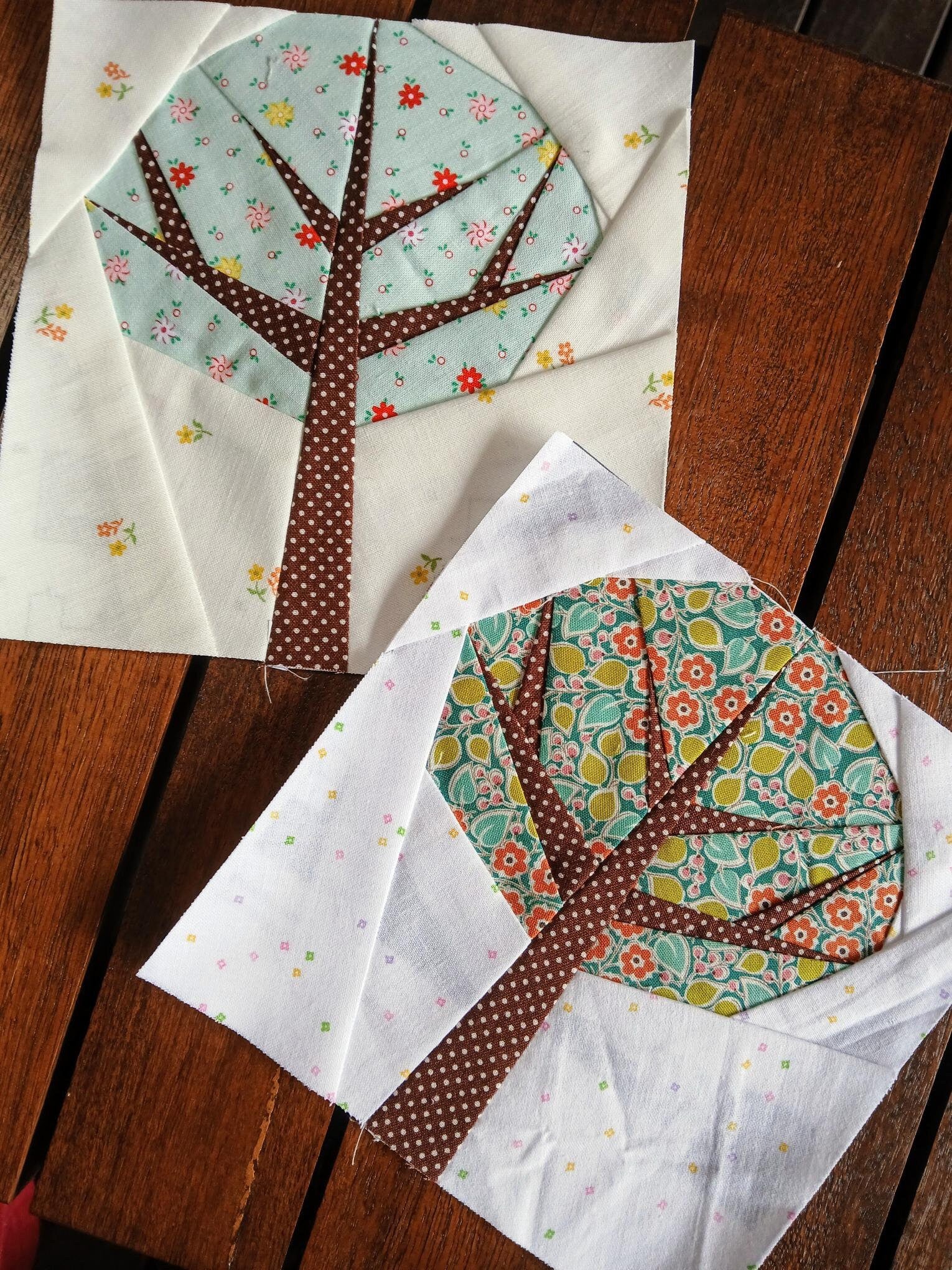 Four Seasons Tree FPP Foundation Paper Piecing quilt block pattern Digital Download