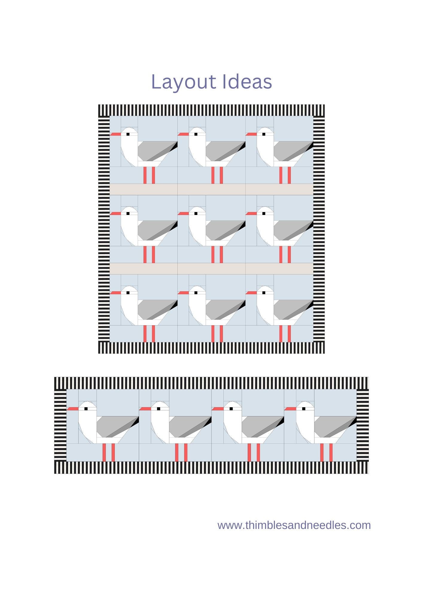 Seagull FPP Foundation Paper Piecing quilt block pattern Digital Download