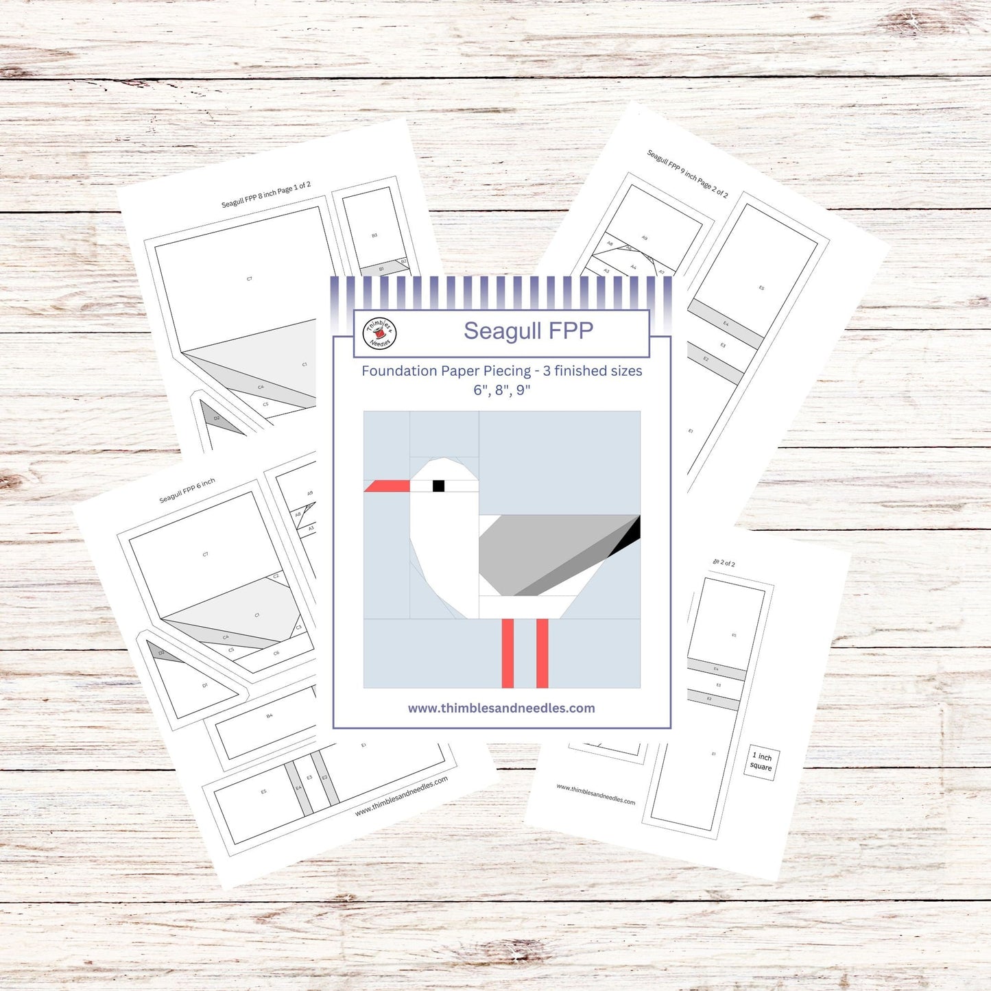 Seagull FPP Foundation Paper Piecing quilt block pattern Digital Download