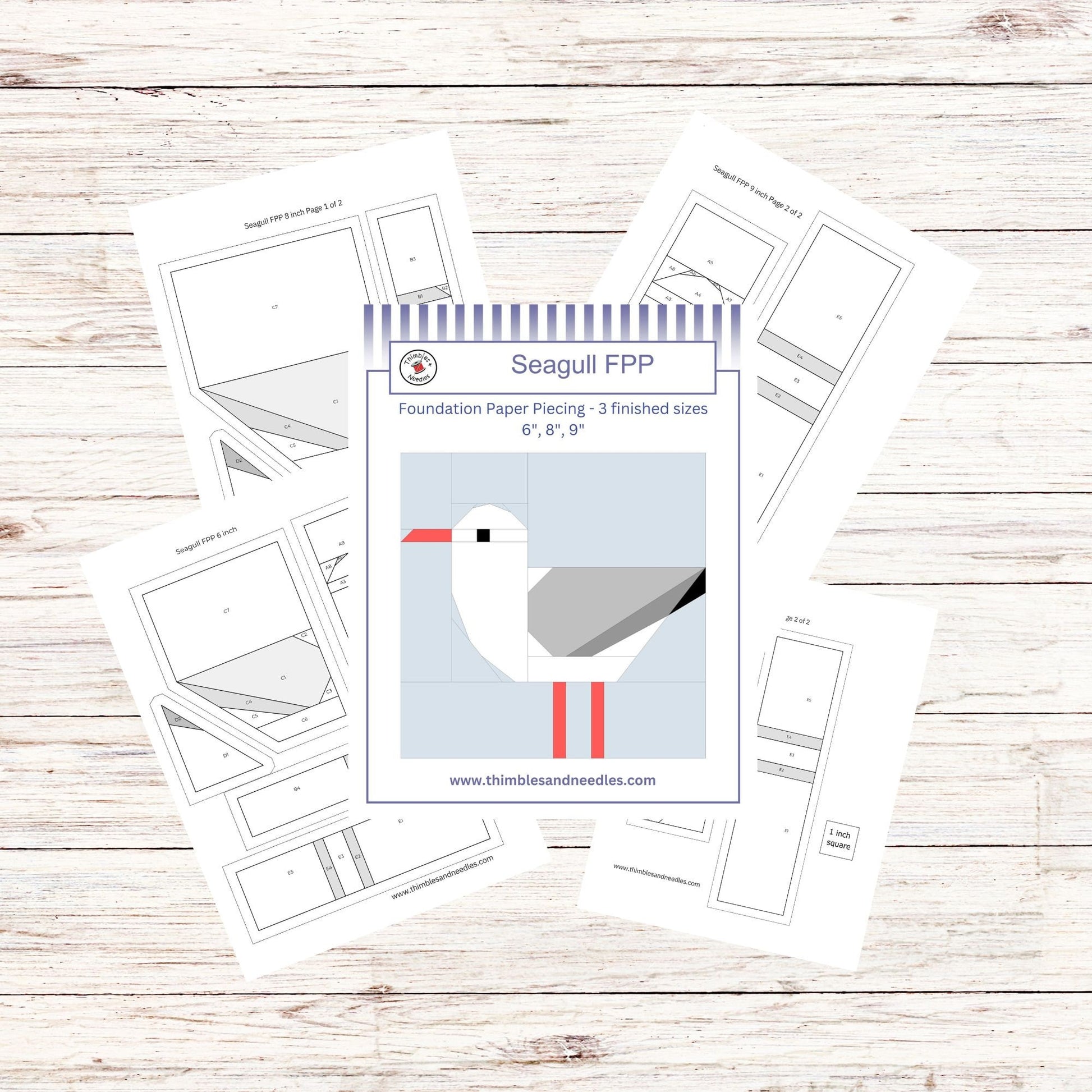 Seagull FPP Foundation Paper Piecing quilt block pattern Digital Download