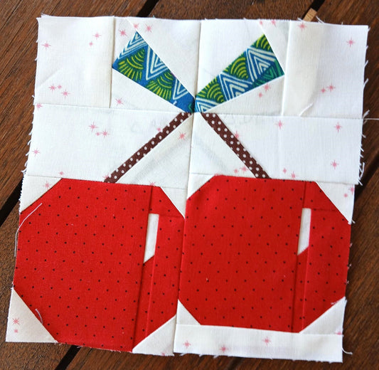 Cherry on Top FPP Foundation Paper Piecing quilt block pattern Digital Download