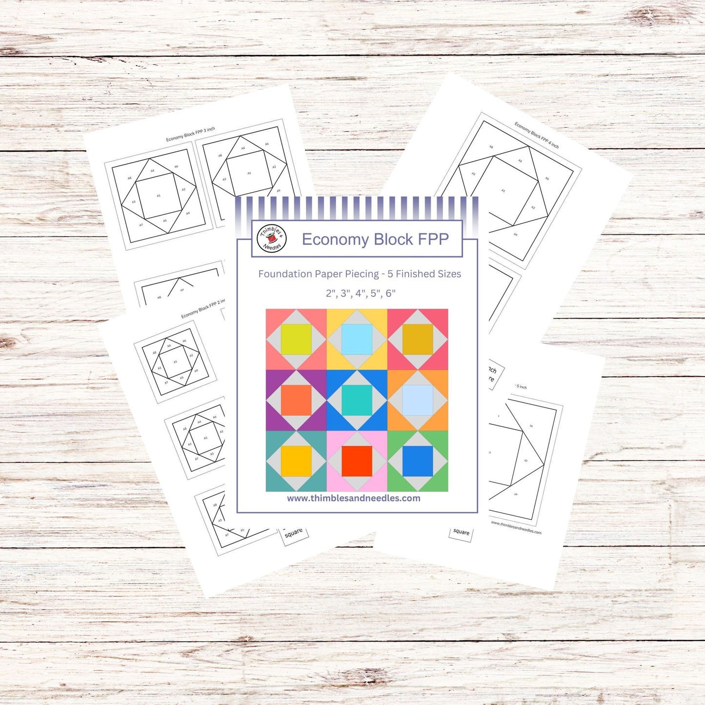 Economy Block FPP Foundation Paper Piecing quilt block pattern Digital Download