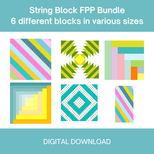 String Blocks FPP Foundation Paper Piecing quilt block pattern Digital Download