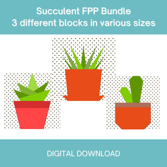Succulent Blocks FPP Bundle Foundation Paper Piecing quilt block pattern Digital Download